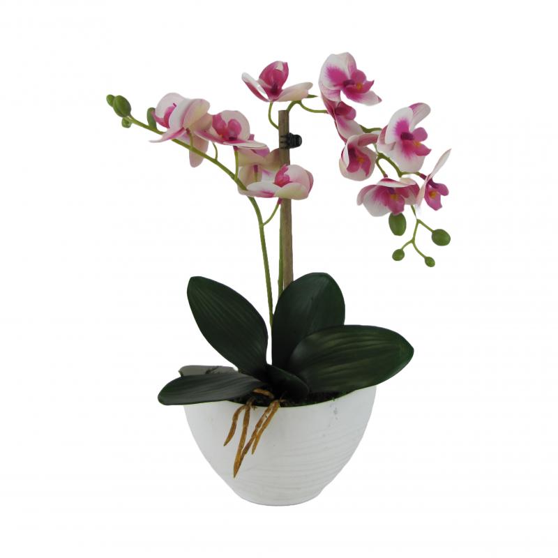 Sztuczne storczyki x2 w doniczce 40cm różowe (5 szt.)